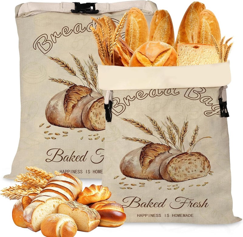 fufeisi Beeswax Bread Bags for Sourdough, 2 Pack Reusable Bread Bag for Storage XL 17x13 Inch, Large Linen Bags for Homemade Sourdough - Keep Fresh, Freezer Safe - Image 1